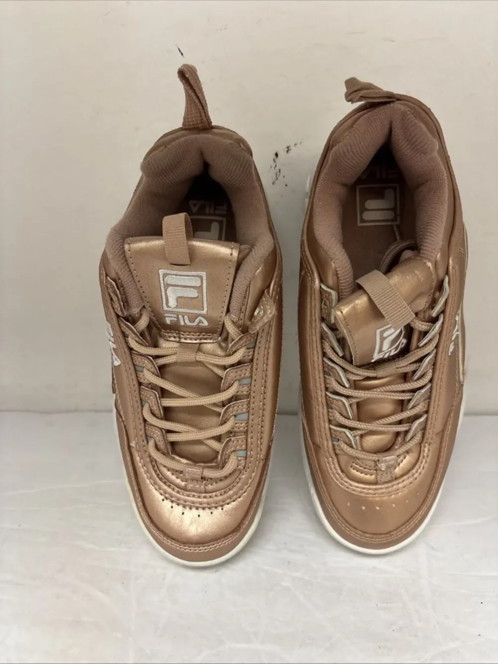 Fila Women's Disruptor II Premium Athletic Shoe Rose Gold Size 7M